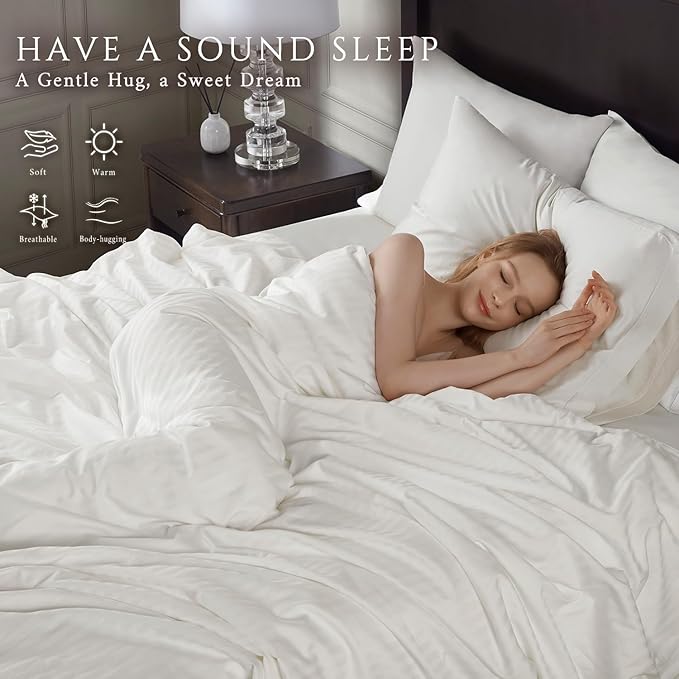 SilKicah Mulberry Silk Comforter Twin Size for All Season, 100% Natural Long Strand Silk Filled Comforter, Pure Silk Quilt Blanket Duvet Breathable Lightweight (68"×86")