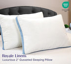 ROYALE LINENS Pillows Standard Size Set of 2 -Bed Pillows for Sleeping - Cooling Pillow for Back, Stomach or Side Sleepers - Down Alternative Gusseted Pillows -Hotel Quality (20x26 Inches, Pack of 2)
