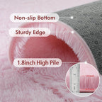 9x12 Ft Extra Large Pink Rugs for Living Room Girls, Shag Fluffy Area Rug for Bedroom, Ultra Soft Furry Rug Indoor Carpet for Kids Room Nursery Home Decor