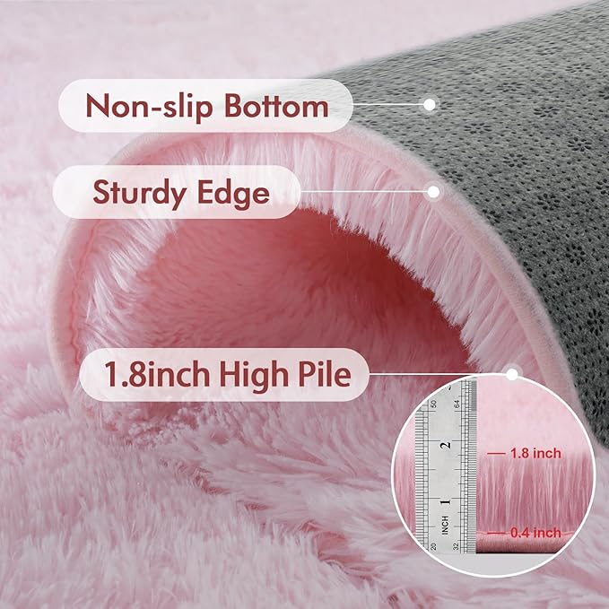 5x7 Ft Pink Rugs for Bedroom Girls, Shag Fluffy Area Rug for Living Room, Ultra Soft Furry Rug Indoor Carpet for Kids Room Nursery Home Decor