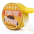 TAPEBEAR Double Sided Carpet Tape 2Inch x 20Yards, Heavy Duty Rug Tape Residue-Free Carpet Gripper for Area Rugs, Wood, Floor, Multipurpose Gripper Non Slip Tape