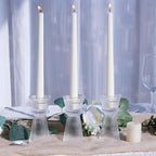 VOHO Clear Ribbed Taper Candle Holders Set of 3, Minimalist Style Glass Candle Holder for Candlesticks and Tealight Candles, Classy Candlestick Holders for Bridal Shower Wedding Decor/Birthday/Holiday
