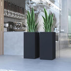 Galvanized Steel Metallic Heavy Planter for Outdoor Plants Metal Planters Box 14"x14"x30" Spliced Flower Planter with Partitions for Outside,Indoor,Garden (Black, 14 * 14 * 30)