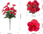 Hibiscus Artificial Flowers Plants for Outdoors Decoration, 6 Bundles Silk Hibiscus Bouquet Tropical Flowers Artificial Realistic UV Resistant Fake Flower for Outside Planter Porch Patio Balcony, Red