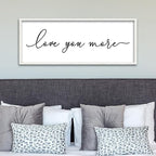 ZZJJHYWGQ Love You More Wall Decor Art 40''×15'' for Large Master Bedroom Above Over Sign Bed Framed Wood Wall Hanging Decor (White)