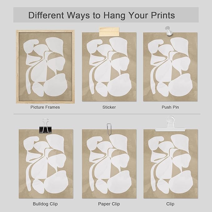 SIGNWIN Adhesive Canvas Poster Tropical Mid-Century Modern Hawaiian Geometric Print Abstract Shapes Illustrations Minimalism Decorative Rustic Cozy Zen for Living Room, Bedroom, Office - 11"x14"x4