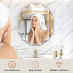 Bathroom Mirrors for Over Sink, Round Frameless Mirrors for Wall, 24x28 Inch Beveled Bathroom Mirror, Bathroom Vanity Circle Mirror for Bedroom Living Room Entryway Home Decor