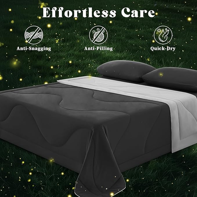 Cooling Comforter Queen Size, Double-Sided Cooling Blanket for Hot Sleepers & Night Sweats, Arc-Chill Q-Max > 0.4 Breathable Ice Blanket, Lightweight Cold Comforter (80''x90'', Dark Grey)