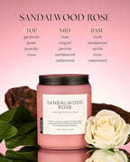 M&SENSE Sandalwood Rose Scented Candle 19.4oz 110 Hours Long Lasting Burn Natural Soy Wax Strong Scented Candle for Home, 2 Wick Home Fragrance Slow Burning Housewarming Gifts for Men Women