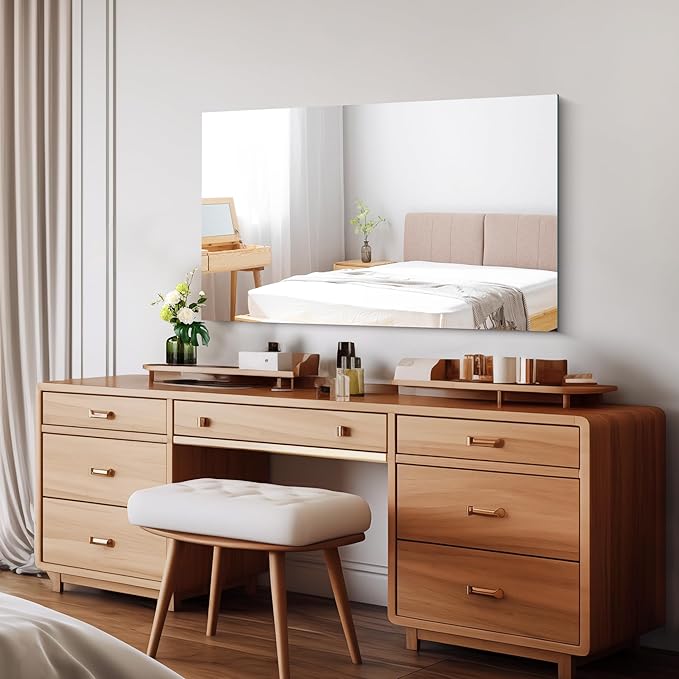Frameless Mirror, 24x40 Inch Rectangle Bathroom Mirrors for Wall, Upgraded Shatterproof Large Vanity Mirror Over Sink with Polished Edge for Bathroom, Bedroom, Living Room and Entryway
