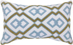 Alysheer Embroidered Lumbar Decorative Throw Pillow Cover 12"x 20", Classic Boho Geometric Embroidery Pattern Cotton Rectangular Cushion Case for Sofa Couch Living Room Bedroom (Blue Khaki)