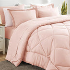 CozyLux Full Size Comforter Sets Blush Pink - 7 Pieces Bed in a Bag Full, Luxury Soft Bed Set for All Seasons, Bedding Set with Down Alternative Comforter, Sheets, Pillowcases & Shams