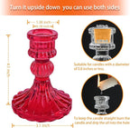 Glass Candlestick Holder,Striped Taper Candle Holders,Set of 6 Candle Stand for Table Centerpieces, Home Decor,Weddings,Festival and Parties (Red Stripe Pattern)