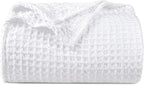 PHF Ultra Soft Waffle Weave Blanket Twin Size 66"x 90"- Washed Lightweight Breathable Cozy Woven Blanket for Bed - Aesthetic Decor for Couch Bedding Sofa Home Car - White
