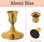 Vintage Gold Taper Candle Holders, Set of 12, Metal Taper Candlestick Holder for Dinner Room Table Centerpiece, Wedding Reception, Festive,Mantel Decoration, Home Decor (Titanium Gold)