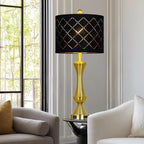 29" Gold Modern Table Lamps Set of 2, 3-Way Dimmable Touch Lamps for Nightstand with USB A+C & Outlets,Brass Lamps for Living Room, Bedroom, Nightstand, Entryway(2 Bulbs Included)