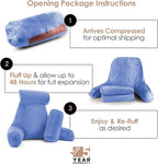 Nestl Reading Pillow Large Bed Pillow, Back Pillow for Sitting in Bed Shredded Memory Foam Chair Pillow, Reading & Bed Rest Pillows Calm Blue Back Pillow for Bed, Bed Chair Arm Pillow with Pockets