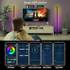 Led Floor Lamp,RGB LED Corner Lamp with App and Remote Control, Smart Modern Floor Lamp with 16 Million DIY Colors, DIY Modes and Music Sync, Standing Lamp for Living Room, Bedroom