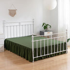 Bed Skirt Full Size Ruffled Bed Skirts with Split Corners, 18 Inch Drop Dust Ruffle Bed Skirt with Platform, Green, Full - 18" Drop