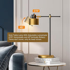 OYEARS 22.2“ Modern Industrial Desk Lamp for Reading LED Metal Table Lamp Light for Office Bedroom Study Room Living Room Nightstand Bedside Lamps Gold and Matte Black Accent Finish (Bulb Included)