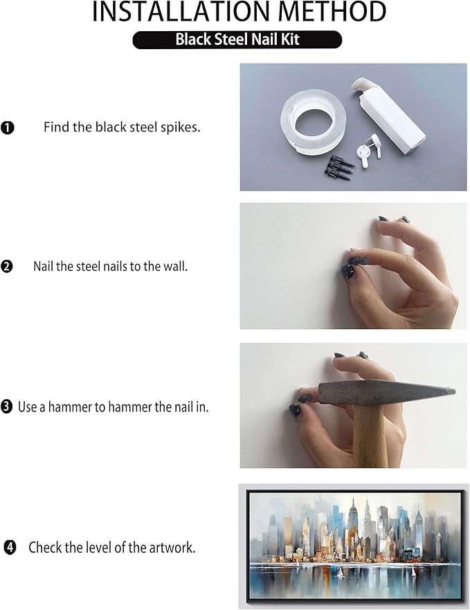 DUNHUANG ART Modern New York City Skyline Wall Art - Abstract Colorful Manhattan Sky Painting for Home & Office Decor - Large Framed Cityscape Picture 24"x48"