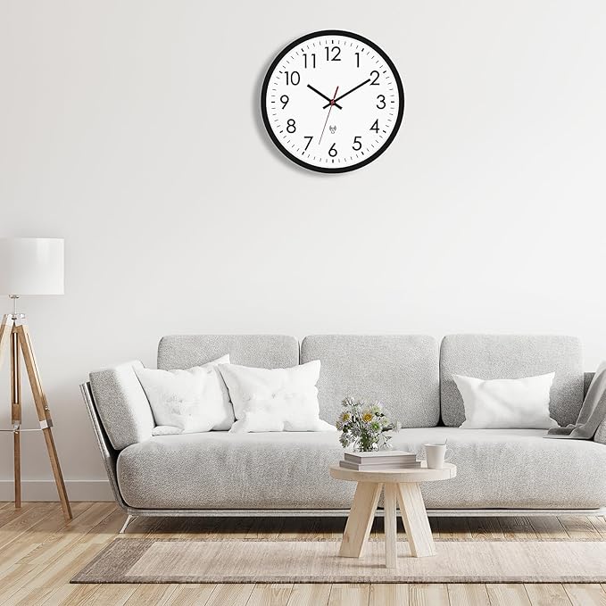 Lumuasky Atomic Wall Clock Analog 12 inch Silent Battery Operated Wall Clocks Modern Clock for Living Room, Office, Home, Bedroom, Kitchen, Bathroom