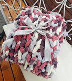 DDL&HEXI Chunky Chenille Blanket 100% Hand Knit with Jumbo Chenille Yarn (50"x60") Super Soft Large Throw Bed Blanket for Couch, Sofa, Home Decor - Machine Washable (05)