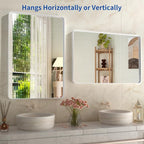 WEER White Bathroom Mirror 24X36 Inch, Rounded Rectangle White Metal Frame Mirror, Matte White Bathroom Vanity Mirror with Tempered Glass, Anti-Rust, Hangs Horizontally or Vertically