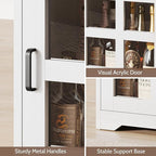 Farmhouse End Table Set of 2 with Drawer, 18" Large Side Table with Storage Cabinet and Acrylic Door, Wood Nightstand Bedside Table for Living Room, Bedroom, White