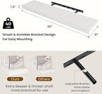 Dreamland 36 inch Floating Shelves Wall Shelves for Office with Invisible Brackets, 8 inch Deep Shelves for Bathroom, Living Room, Kitchen, Office, 36x7.9 inch deep Set of 2, White