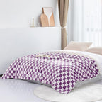 LOMAO Throw Blankets Flannel Blanket with Checkerboard Grid Pattern Soft Throw Blanket for Couch, Bed, Sofa Luxurious Warm and Cozy for All Seasons (Purple, 60"x80")