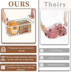 3 Pack Stackable Deep Freezer Organizer Bins ，Upgraded Bottom Leak-Proof net，Encryption and Hardening ， Freezer Organizer Bins for 5 to 9 Cu.FT Small Chest Freezer， Easy Get Bottom Foods