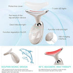 Facial Massager Red-Light-Therapy-for-Face and Neck, Face 𝖲 culpting Wand with 7 Color (Champagne)
