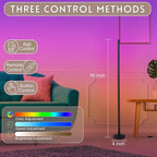 RGB Lamp for Any Room, LED Corner Floor Lamp for Living Room, Color Changing Light Bar for Bedroom, Smart Floor Lamp with Adjustable LED Lighting, Stick Lamp with Remote (145cm)