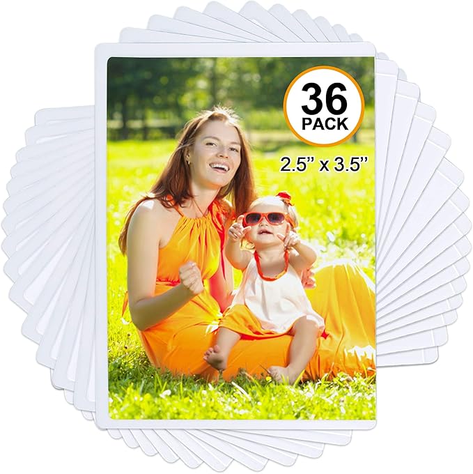 36 Pack Magnetic Picture Frame, Holds 2.5X3.5 Inches Photos Pictures, White Magnetic Photo Frames with Clear Pocket for Refrigerator,Fridge, Locker, Office Cabinet