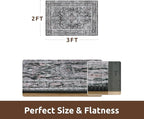 AMOAMI-2X3 Small Rug-Washable Rugs Entryway Mat Indoor-Soft Vintage Non Slip Rugs for Kitchen Laundry Room Bathroom Dark Grey & Black Decorative Accent Rug for in Front of Sink 24 Inch x36 Inch