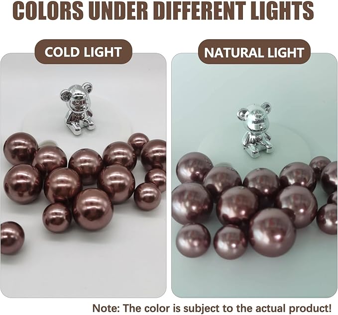 Dark Brown Vase Filler | 150PCS Pearls Bead for Centerpieces Vases | 8/14/20 mm No Hole Beads, Fake Pearls for Wedding Birthday Theme Party Table Centerpieces Decor