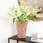 MCMCNCUIU Crystal Glass Vase, Large Crystal Vases for Flowers, Large Flower Vase, Pink Modern Vases for Living Room, Bedroom, Kitchen, Dining Table, Mantle, Wedding, 11 Inches