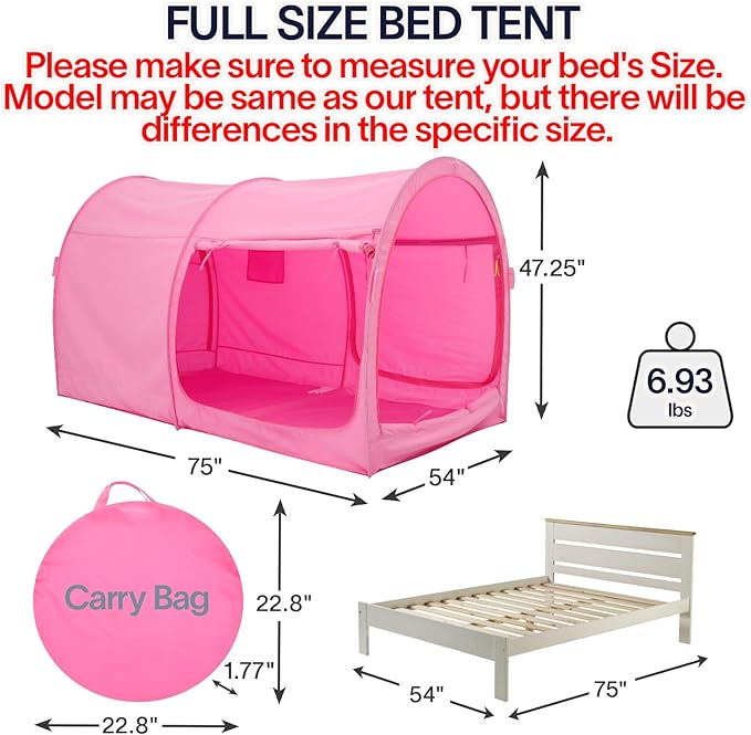 LEEDOR Bed Tent Dream Tents Bed Canopy Shelter Cabin Indoor Privacy Warm Breathable Pop Up Twin/Full/Queen for Kids and Adult Patent Pending(Mattress Not Included)