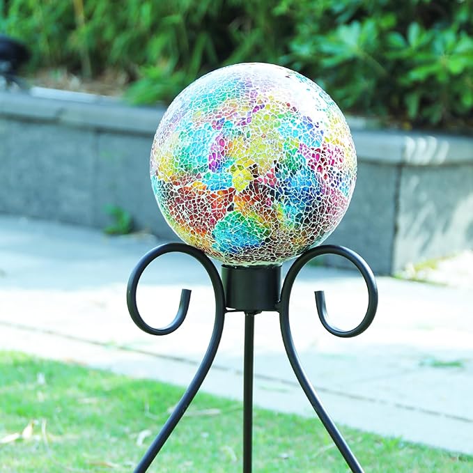 VCUTEKA Gazing Ball, 8" Glass Gazing Balls Sphere for Garden Lawn Outdoor Ornament Yard Decorative