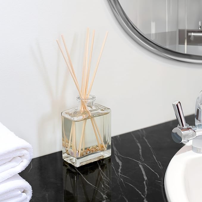 Urban Naturals Holiday Cheer Reed Diffuser Set – Cranberry, Cinnamon, Evergreen, Cedar & Smokey Wood – Made with Essential Oils – Sleek Rectangular Refillable Glass Bottle – Made in The USA