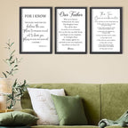 FZMHASLWW Bible Verse Scripture Wall Decor Art 24"×16" Inspirational Quotes Set of 3 Christian Sign Wood Framed Wall Hanging (Black