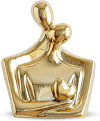 Porcelain Romantic Couple Figurines Statue Gold Aesthetic Decorations Hugging Couple Sculptures - Modern Ceramic Sculpture Home Accents for Living Room Bedroom Coffee Table, Desktop, Bookshelf