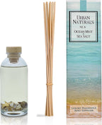 Urban Naturals Ocean Mist & Sea Salt Reed Diffuser Set | Made with Essential Oils & Real Seashells | Decorative Air Freshener Room Diffuser