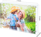 Acrylic Picture Frame, Clear Freestanding Double Sided 20mm Thickness Frameless Magnetic Photo Frames Desktop Display with Gift Box Package (5x7 4 pack)