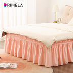 RIMELA Bed Skirt Queen Size 18 Inch Drop, Wrap Around Elastic Bedskirt Solid Microfiber Luxury Hotel Quality Fabric, Easy to Install Machine Washable Wrinkle & Fade Resistant, Coral
