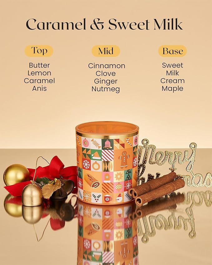 M&SENSE Authentic Gingerbread Christmas Candle, 9.9oz 55 Hours Long Lasting Burn Caramel Cinnamon Scented Natural Soy Wax Candle for Home Decor, Autumn Scent Christmas Gift for Family Friends