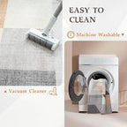 HOMFINE Washable Modern Area Rug - Geometric Style 8x10 Rugs for Living Room, Bedroom, Machine Washable Rug Soft Non Slip Non Shedding Area Rug - Grey Brown, 8'x10'