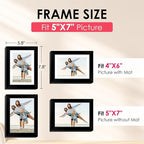FIXSMITH 5x7 Picture Frame, Black Photo Frame with HD Plexiglass, Display Pictures 4x6 with Mat or 5x7 Without Mat Multi Picture Frames Collage for Tabletop or Wall Display, 1 Pack