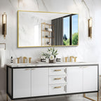 Gold Bathroom Mirror for Wall, 30x48 Inch Rectangle Mirrors with Metal Frame, Modern Vanity Wall Mirror Decor for Bathroom Living Room, Entryway Hangs Horizontal or Vertical